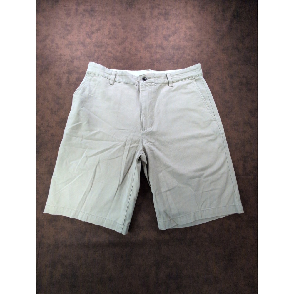 Dockers Mens 33 Khaki Beige Cotton Flat Front Chino Bermuda Short Utility Pocket